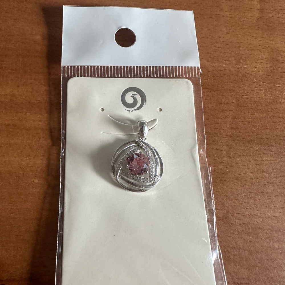 Sterling Silver & Cubic Zirconia (pink and clear gems) Pendant